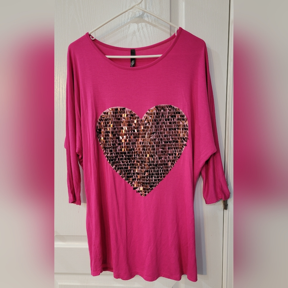 Sequined Heart 3/4 sleeve shirt